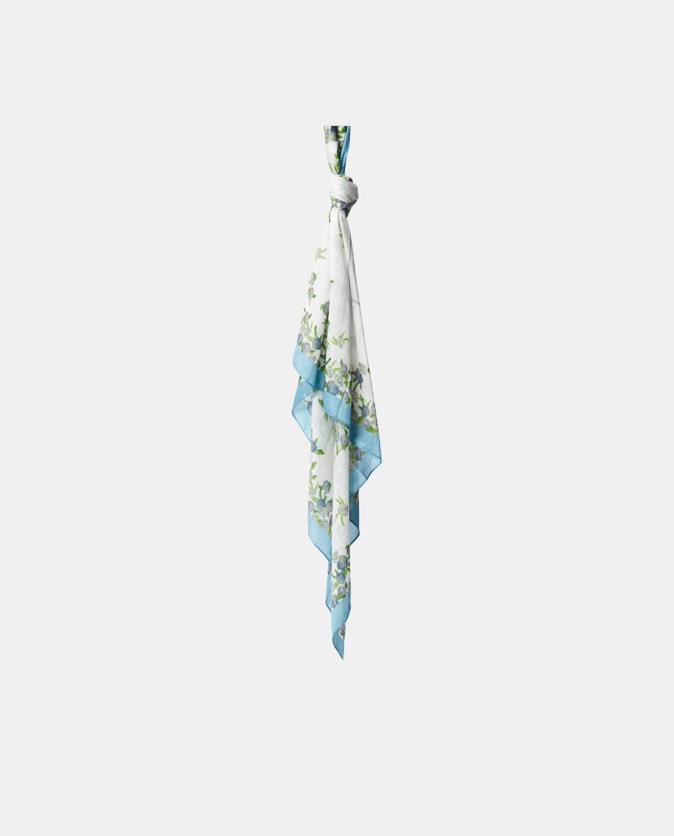 Écharpe de Estampado Floral com Logótipo Azul-claro-2