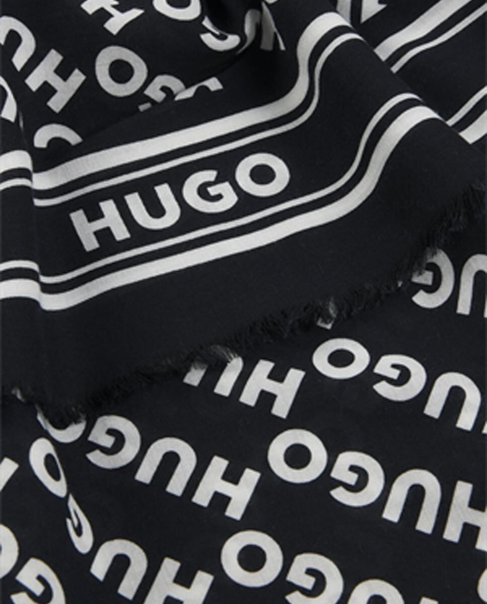 Écharpe Estampada de Modal e Algodão Preto-2