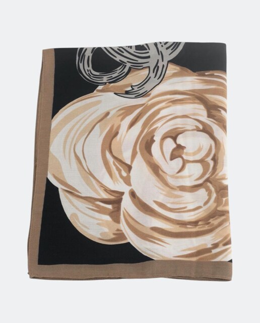 Imagem 0 de Lenço de Poliéster com Estampado Floral Quadrado, Lenço Fresco e Versátil