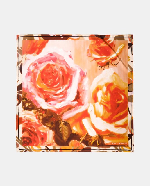 Imagem 0 de Lenço de Seda com Estampado Floral Grande - Nude