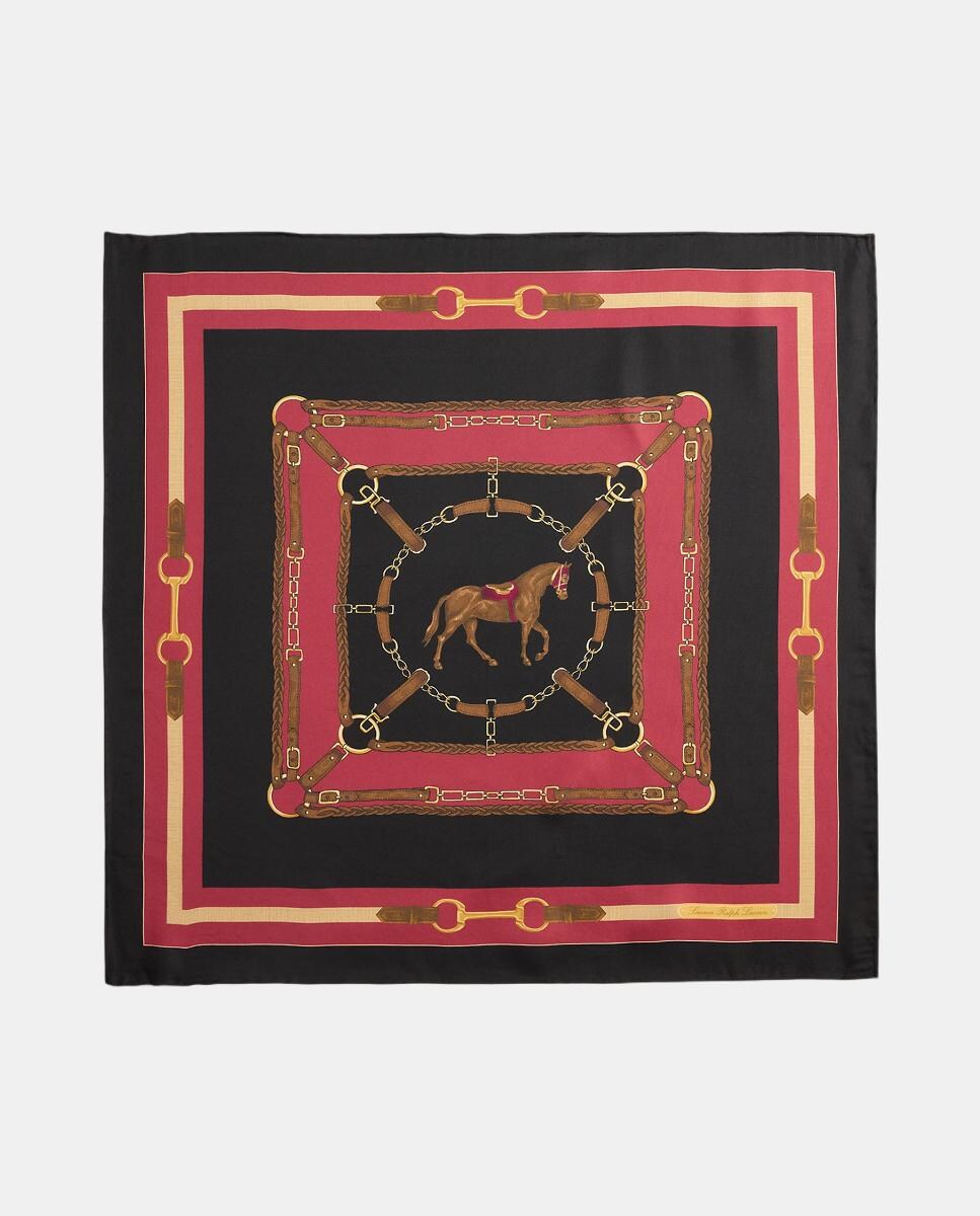 Lenço Quadrado com Estampado de Bridas Vermelho-1