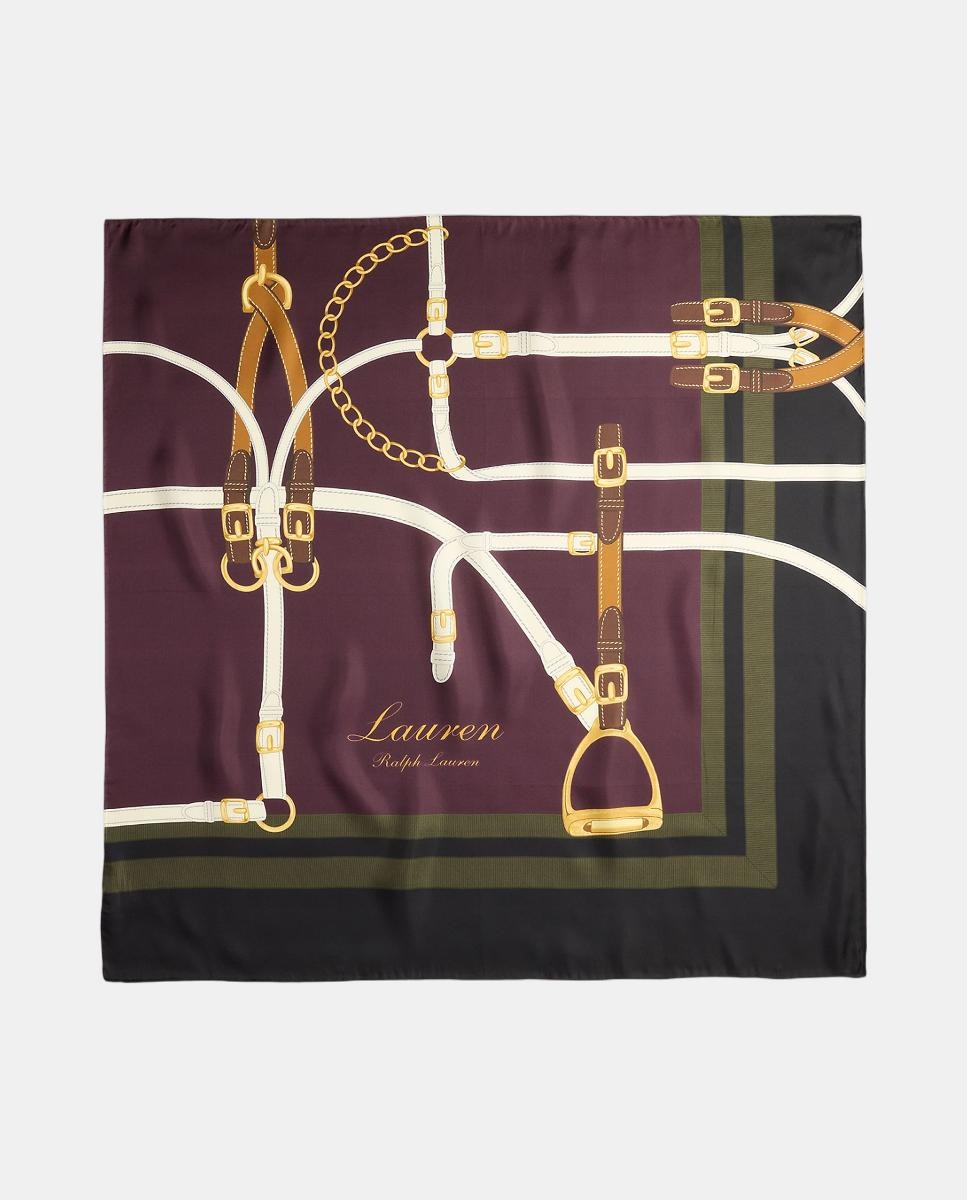 Lenço Quadrado com Estampado de Bridas Grená-1