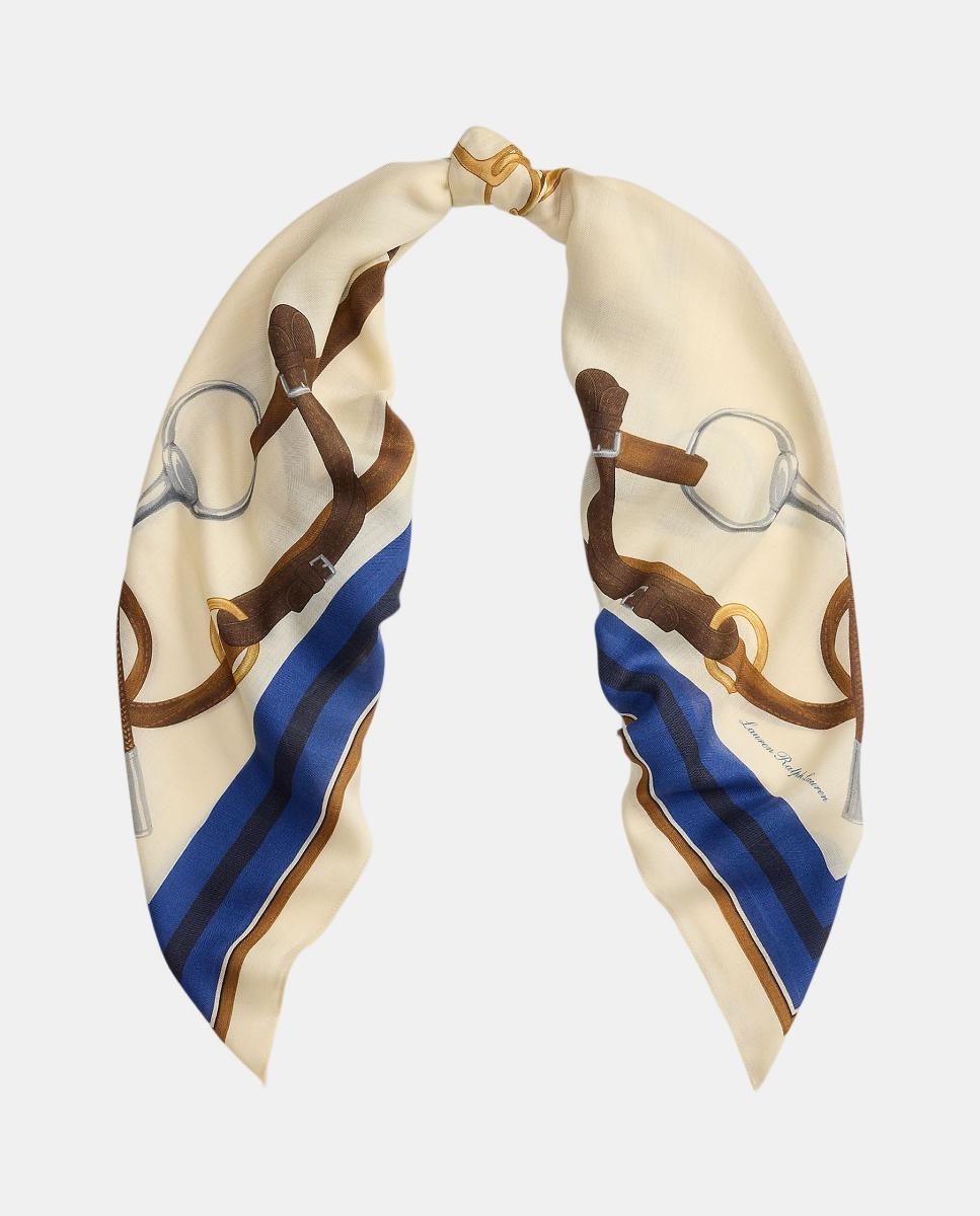 Lenço Quadrado com Estampado de Bridas Azul-marinho-2