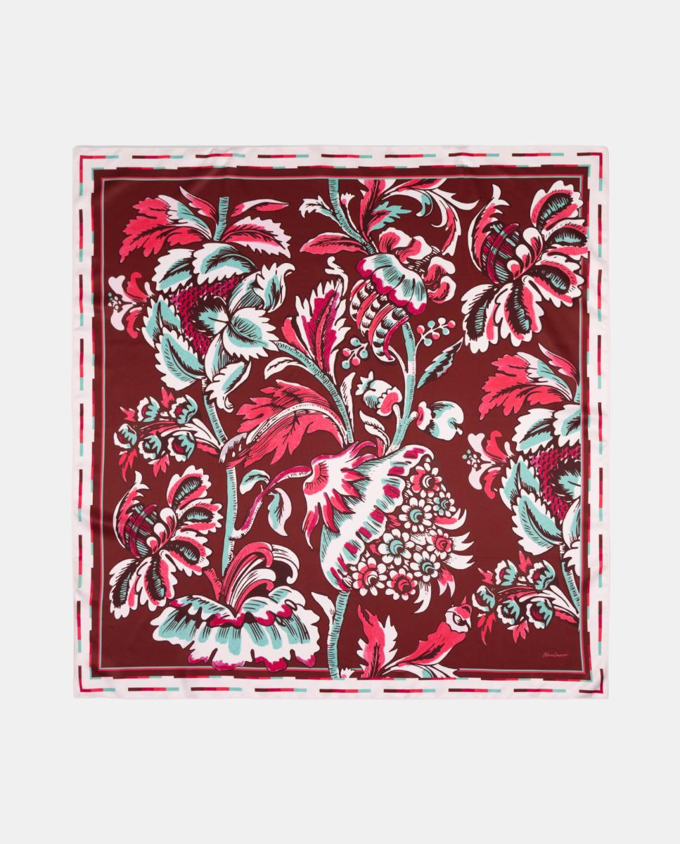 Imagem 0 de Lenço em Formato Carré com Estampado Floral Versalles e Acabamento de Aquarela.