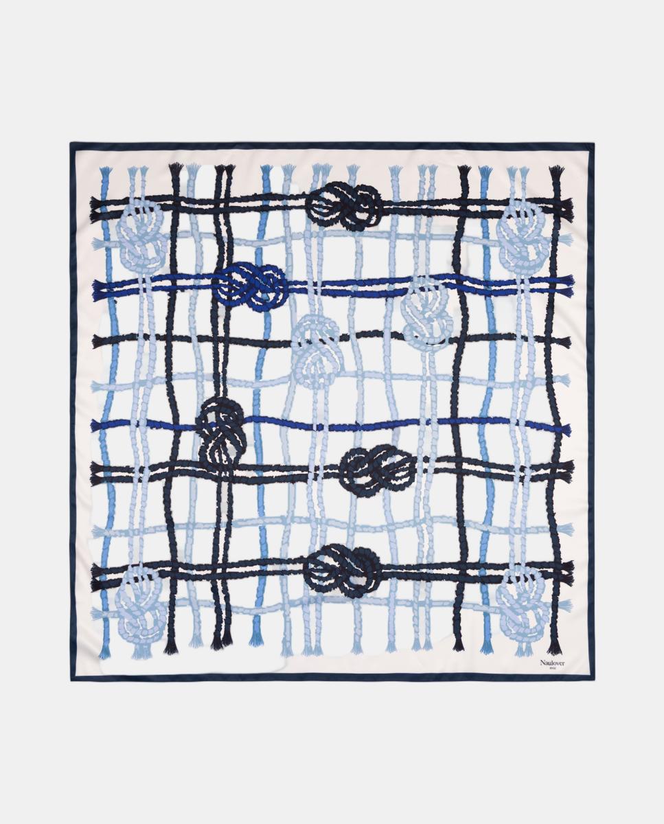 Imagem 0 de Lenço em Formato Carré com Estampado de Cordas e Nós Marinheiros.