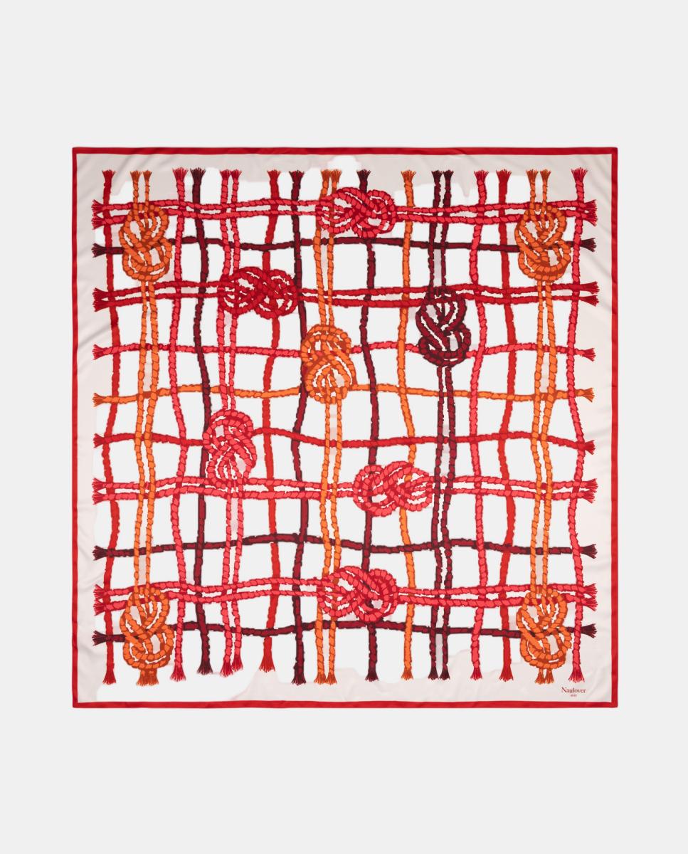 Imagem 0 de Lenço em Formato Grand Carré com Estampado de Cordas e Nós Marinheiros.