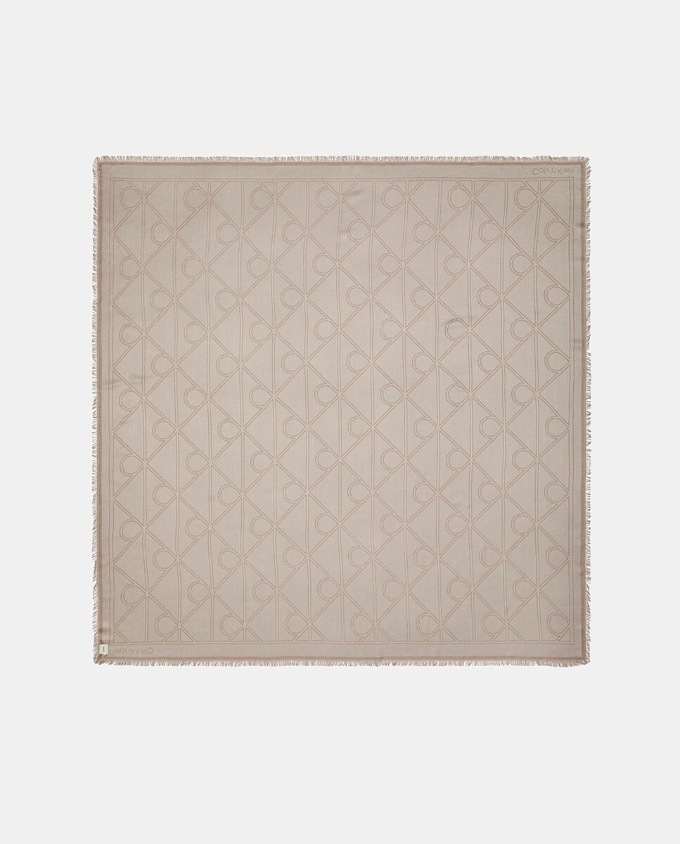 Lenço Quadrado Estampado Bege-2