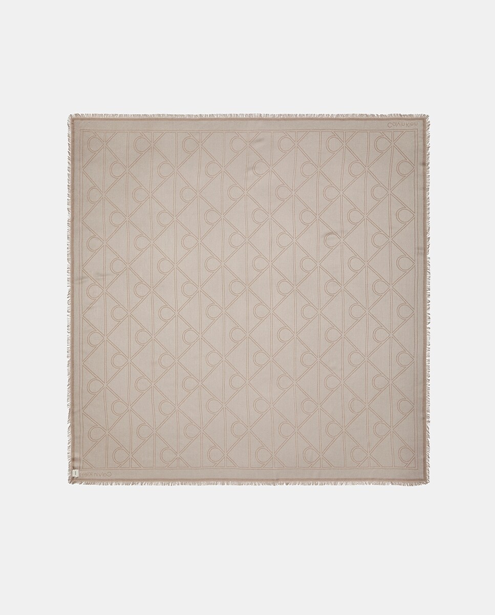 Lenço Quadrado Estampado Bege-2