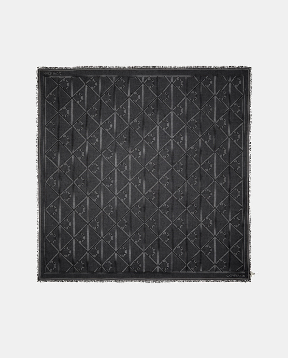 Lenço Quadrado Estampado Preto-1