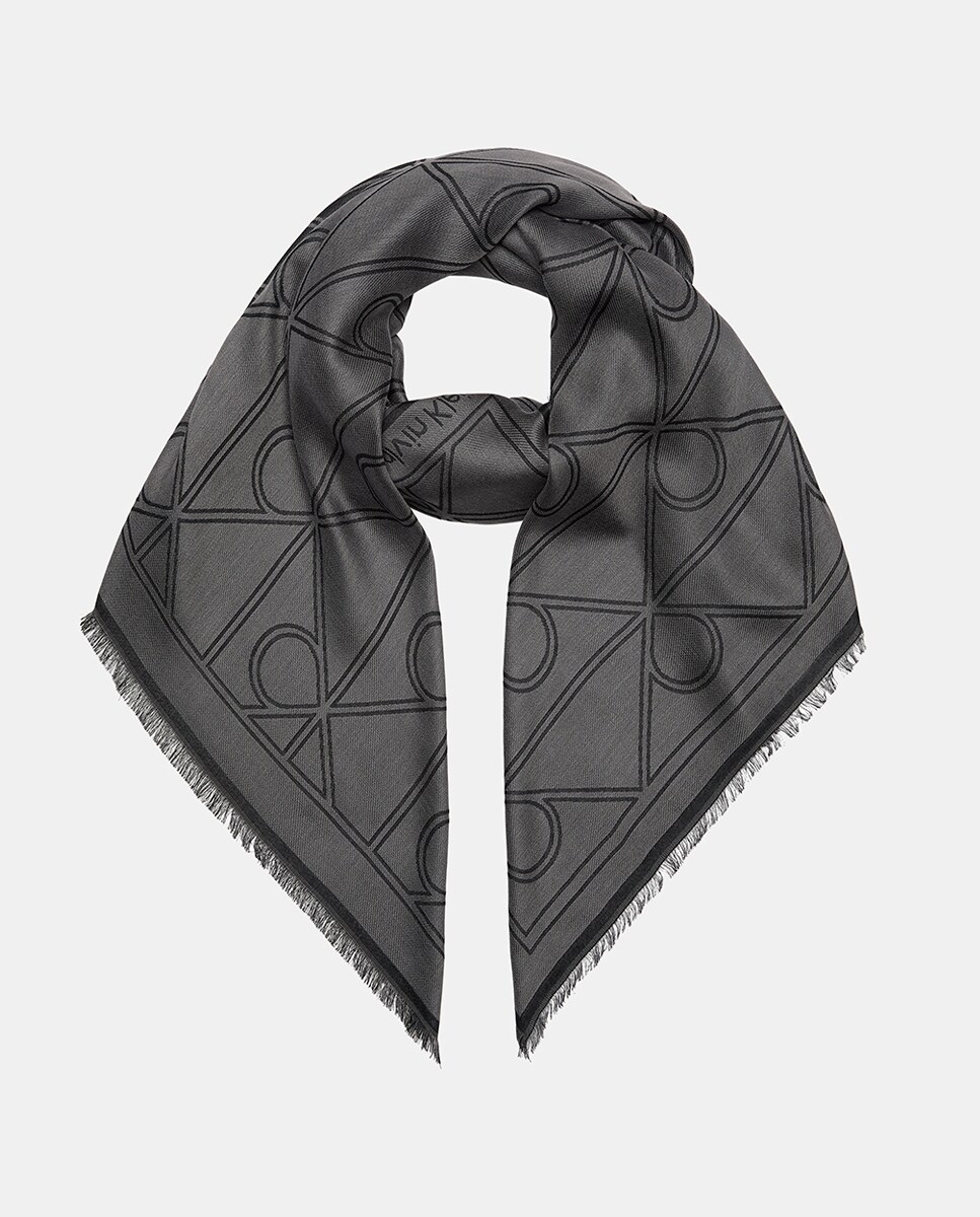 Lenço Quadrado Estampado Preto-3