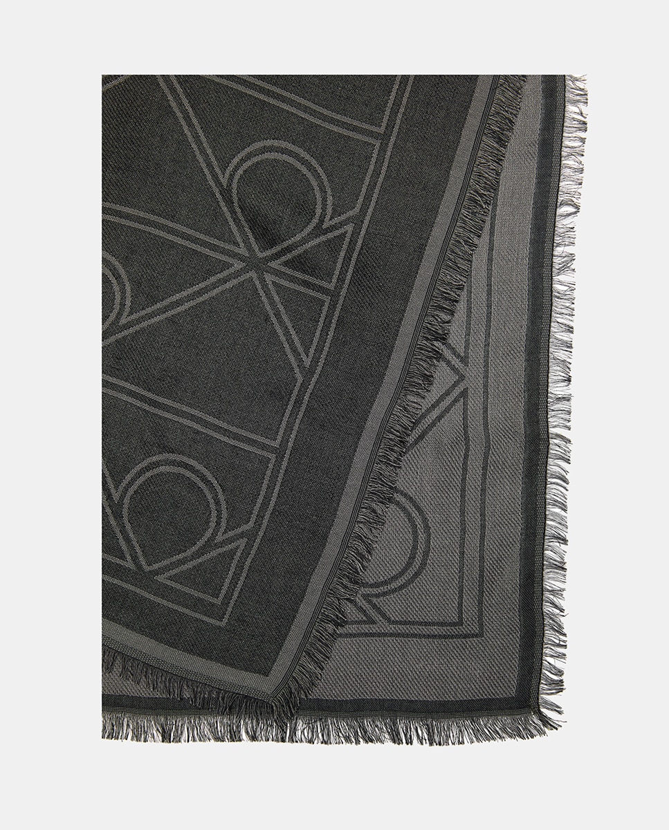 Lenço Quadrado Estampado Preto-4