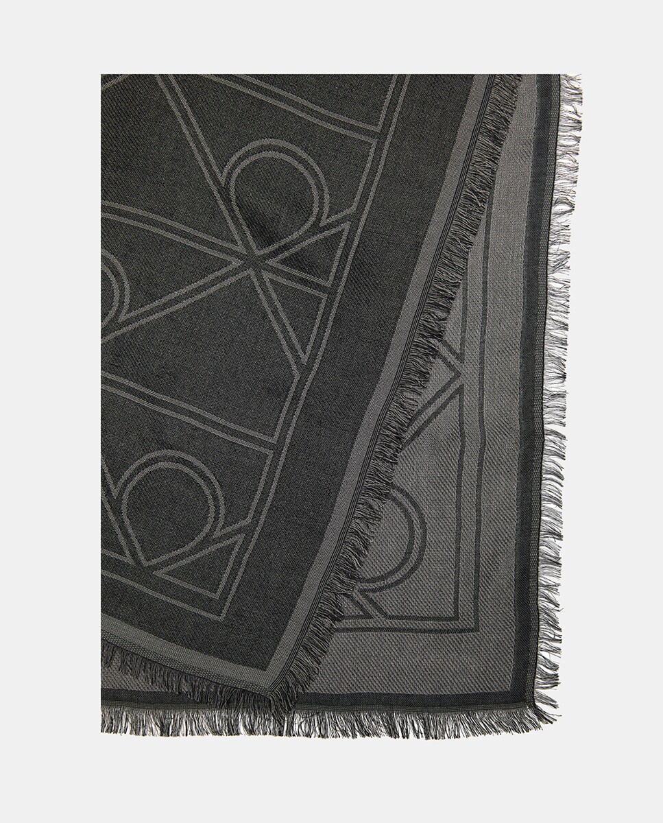 Lenço Quadrado Estampado Preto-4