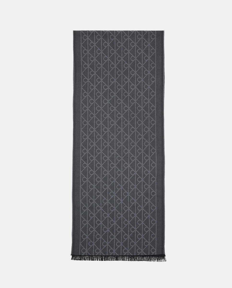 Lenço Retangular Estampado Preto-1