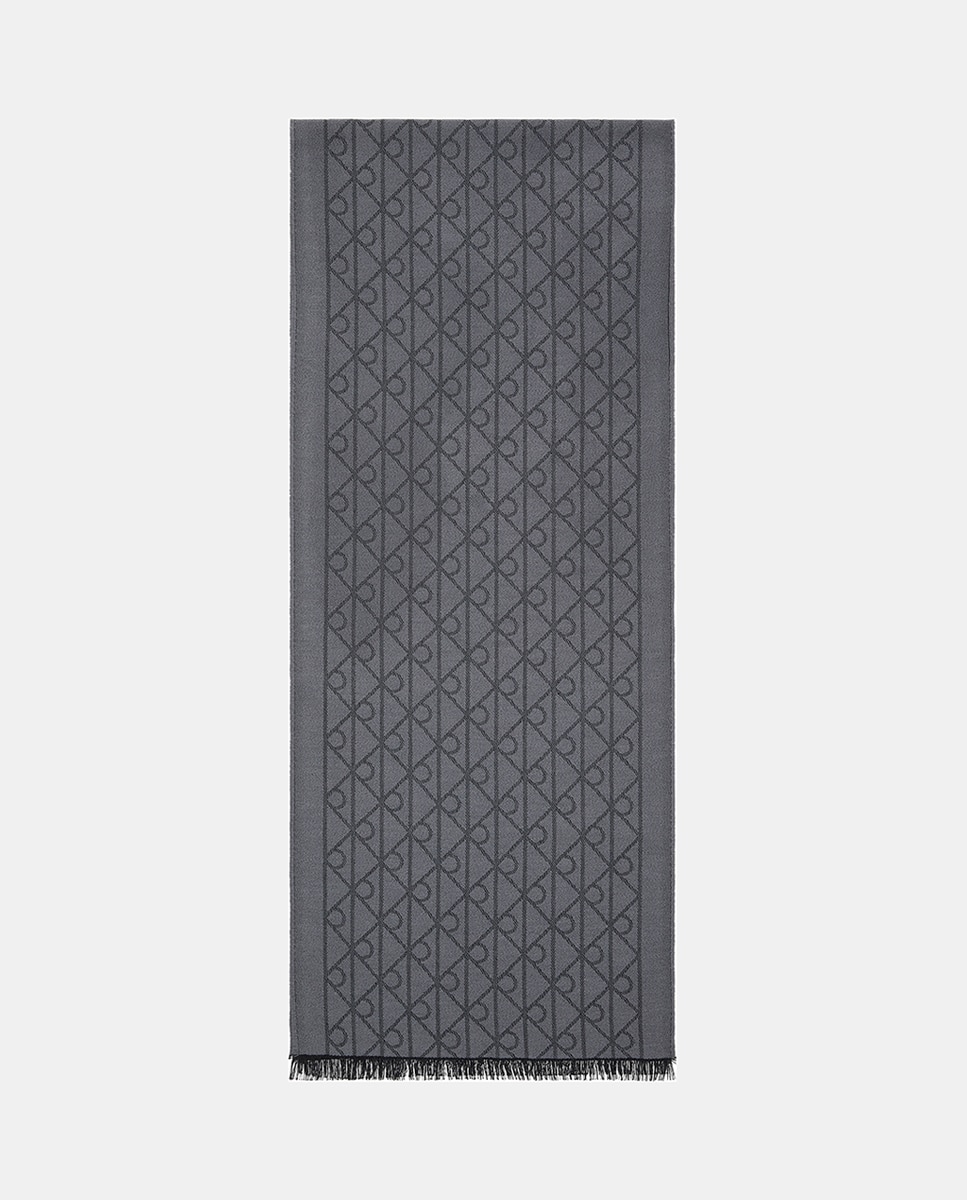 Lenço Retangular Estampado Preto-2