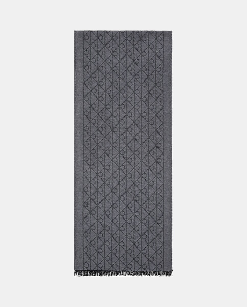 Lenço Retangular Estampado Preto-2