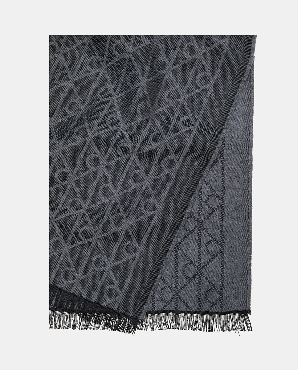 Lenço Retangular Estampado Preto-3