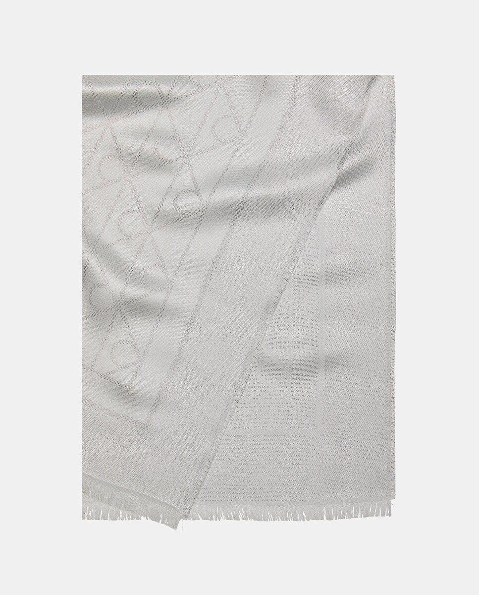 Lenço Retangular Estampado Cinzento-claro-2