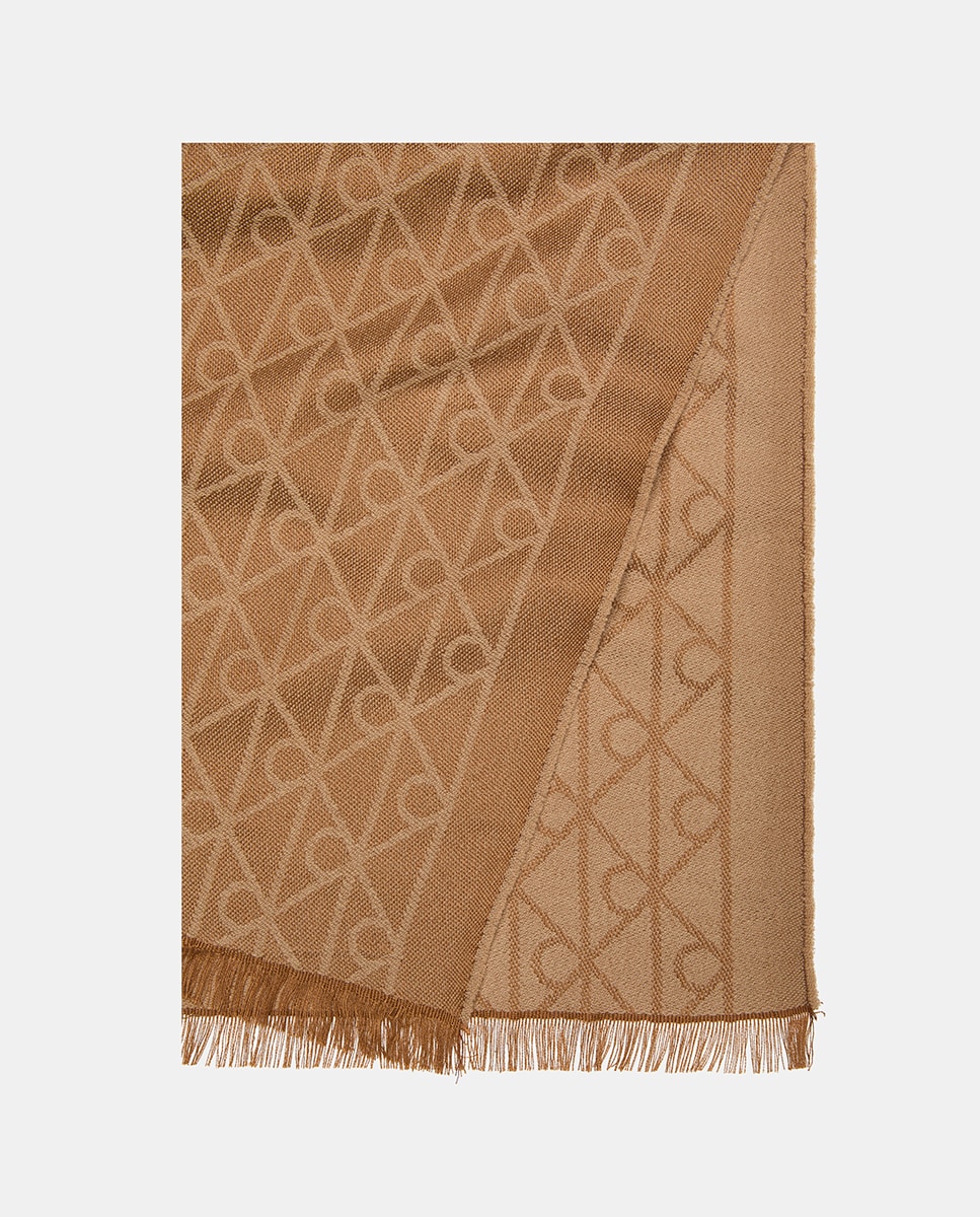 Lenço Retangular Estampado Castanho-3