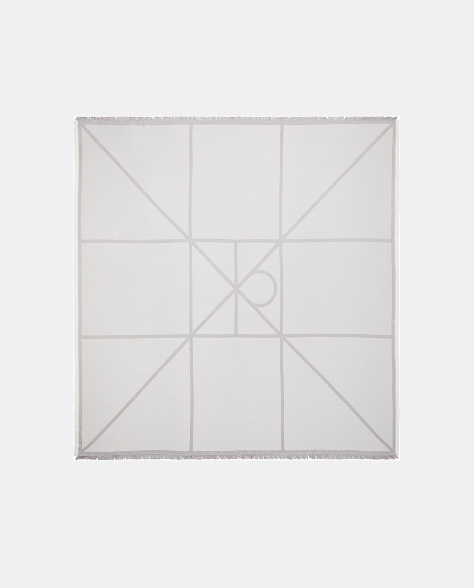 Lenço Quadrado Estampado Cinzento-claro-1