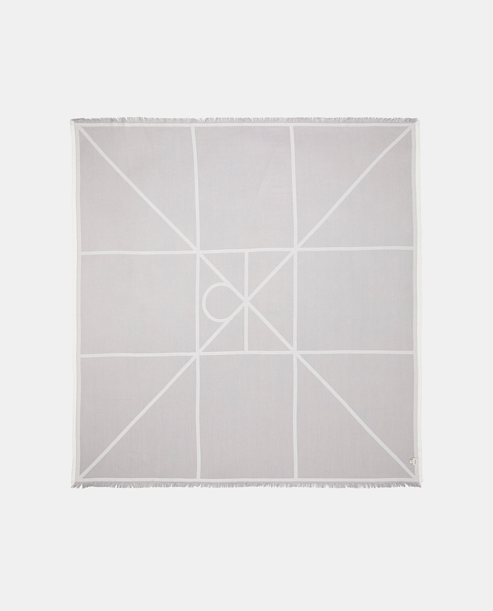 Lenço Quadrado Estampado Cinzento-claro-2
