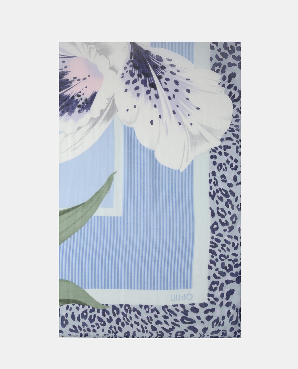 Imagem 0 de Écharpe com Detalhe de Flores Grandes e Animal Print