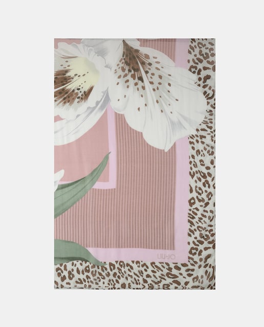 Imagem 0 de Écharpe com Detalhe de Flores Grandes e Animal Print