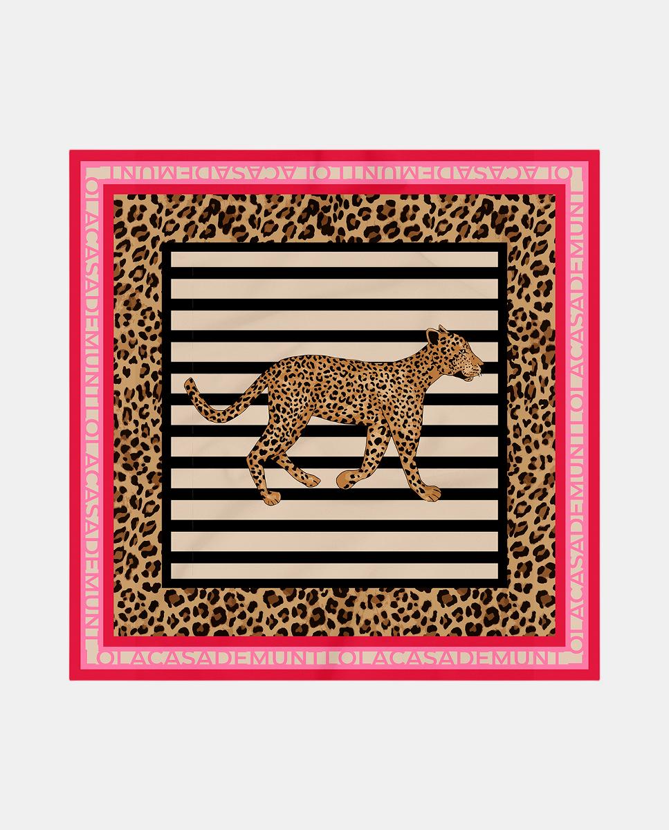 Lenço Acetinado com Estampado às Riscas Branco-1