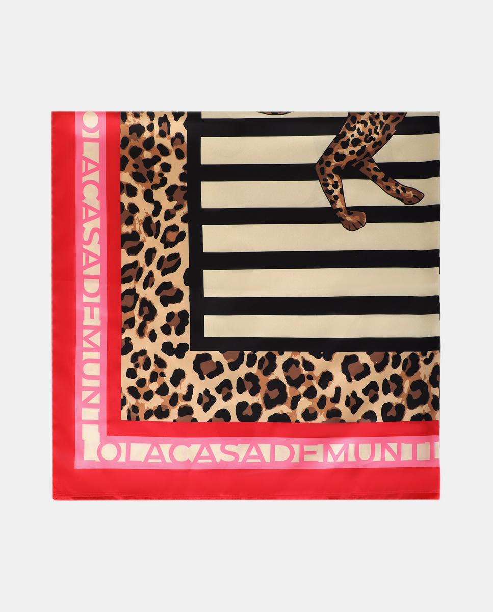 Lenço Acetinado com Estampado às Riscas Branco-2