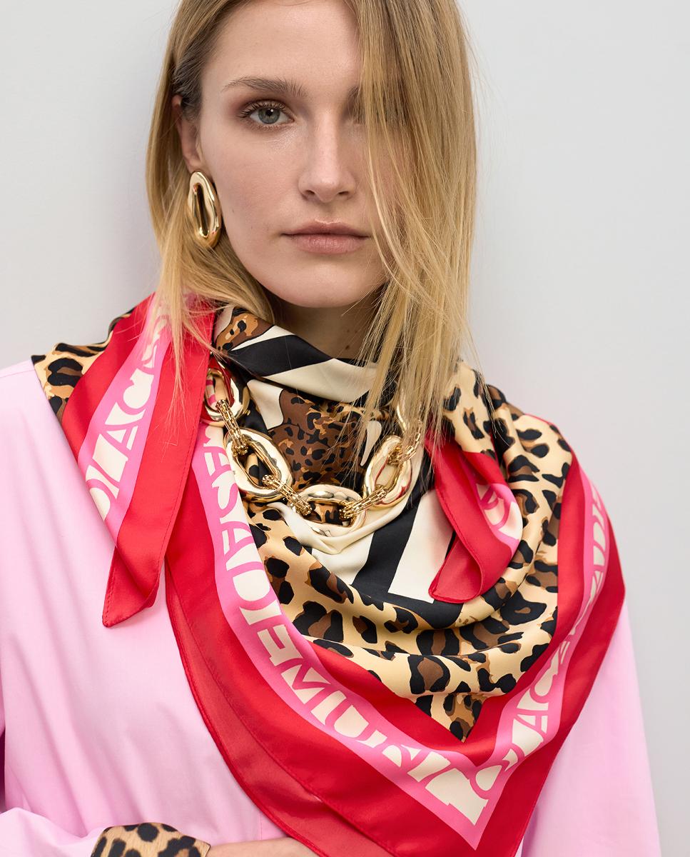 Lenço Acetinado com Estampado às Riscas Branco-7