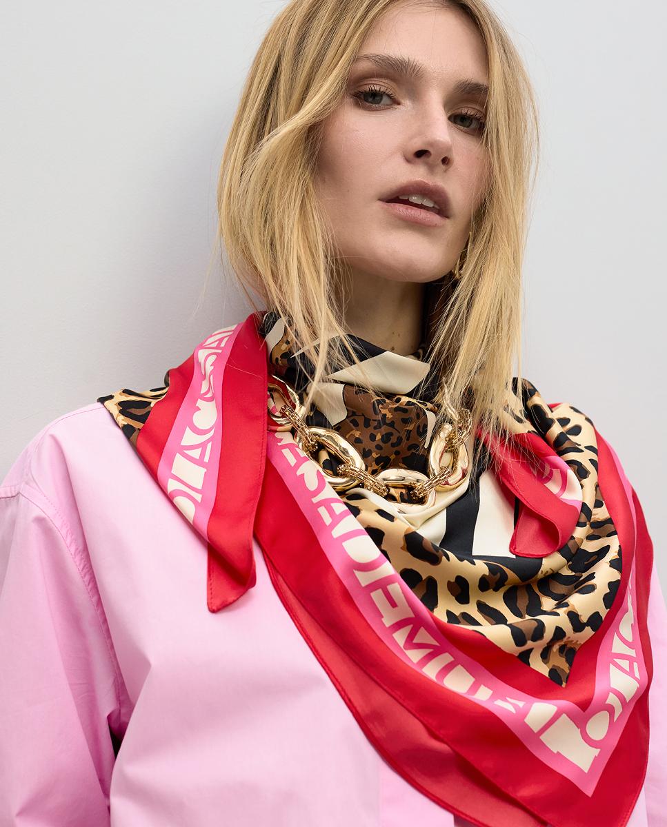 Lenço Acetinado com Estampado às Riscas Branco-8