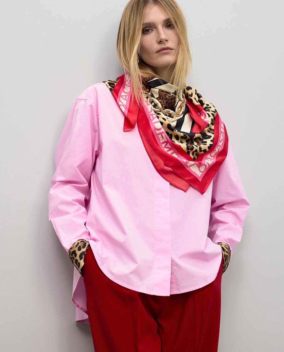 Lenço Acetinado com Estampado às Riscas Branco-11