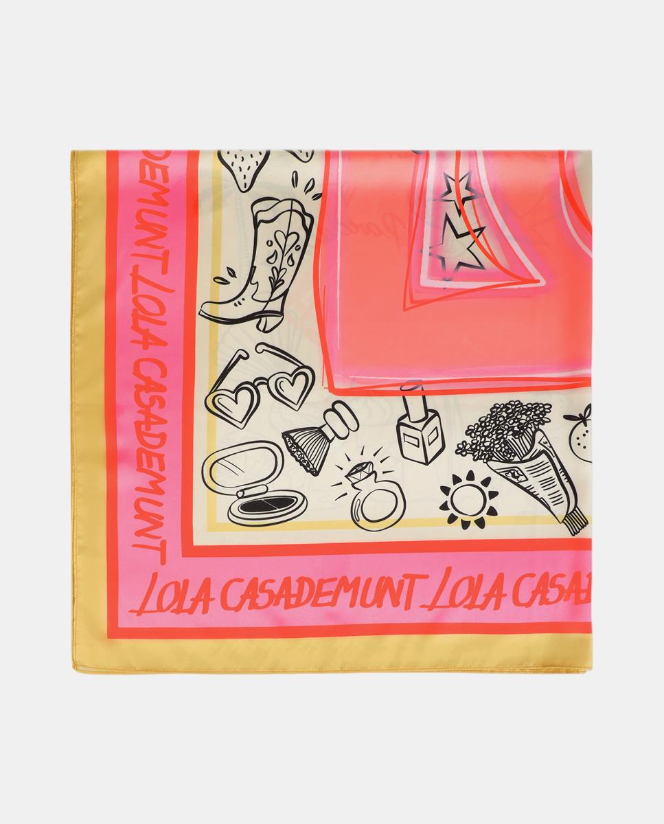Lenço Acetinado com Logótipo LC Rosa-5
