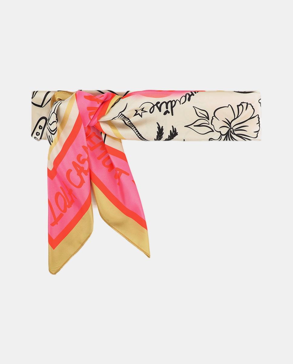 Lenço Acetinado com Logótipo LC Rosa-6