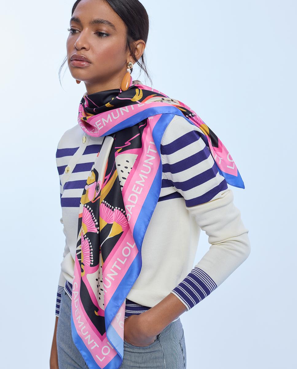 Lenço Acetinado Estampado Preto-5