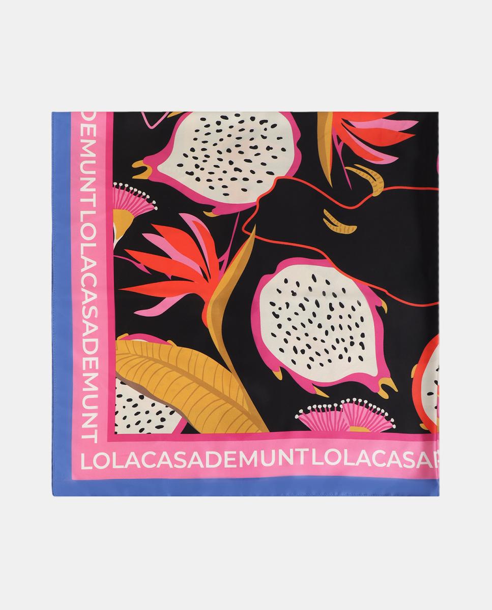 Lenço Acetinado Estampado Preto-6