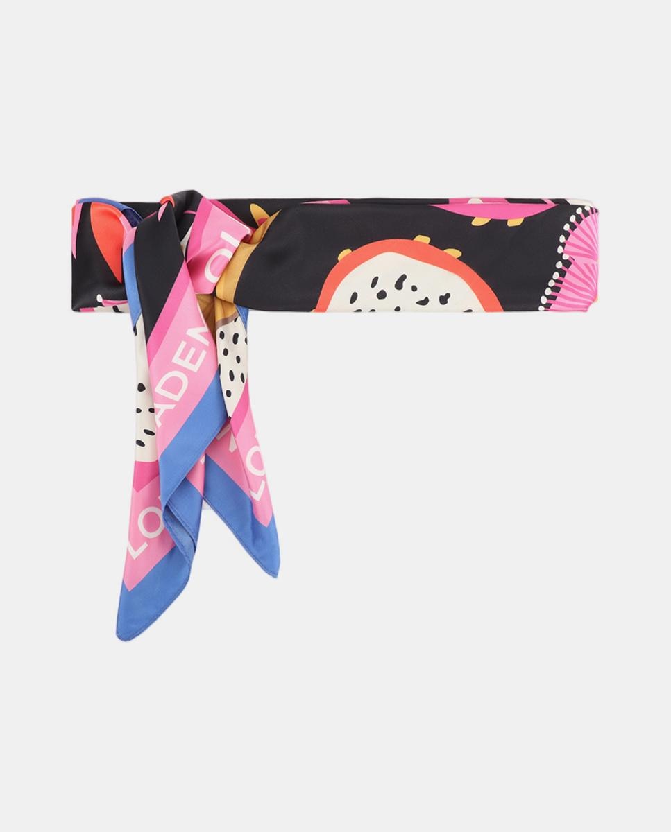 Lenço Acetinado Estampado Preto-7