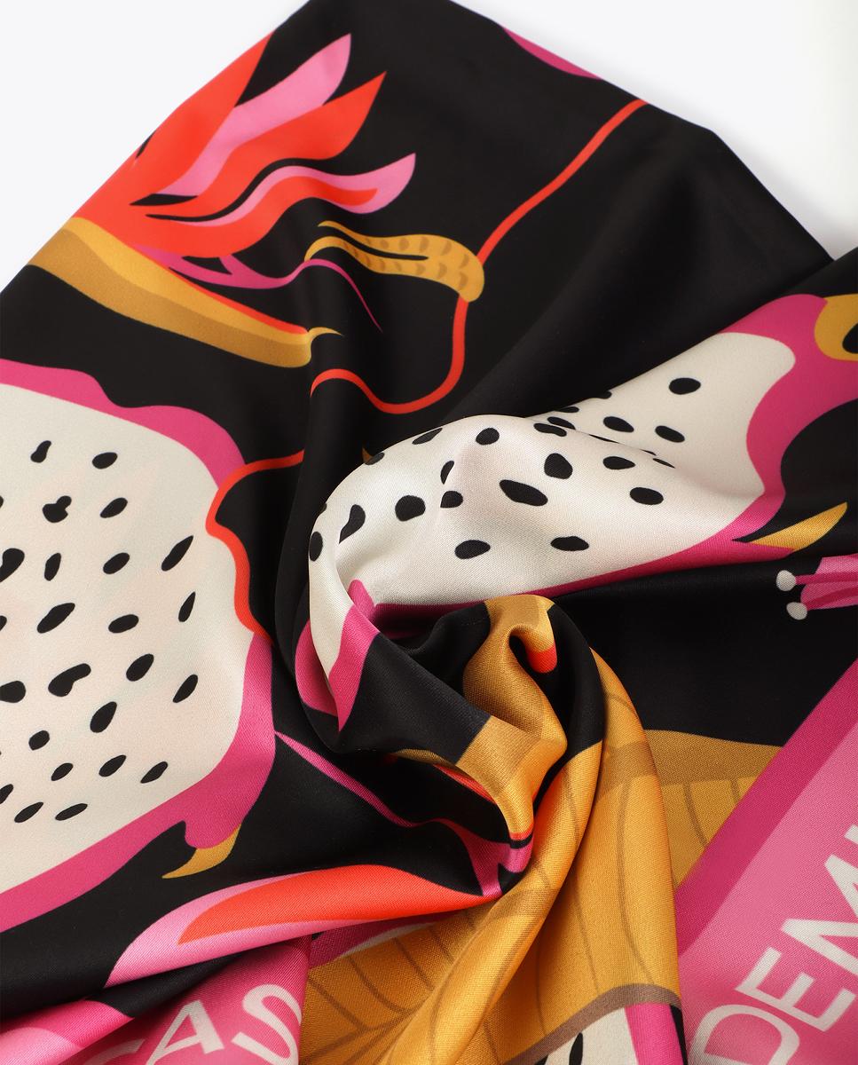 Lenço Acetinado Estampado Preto-8