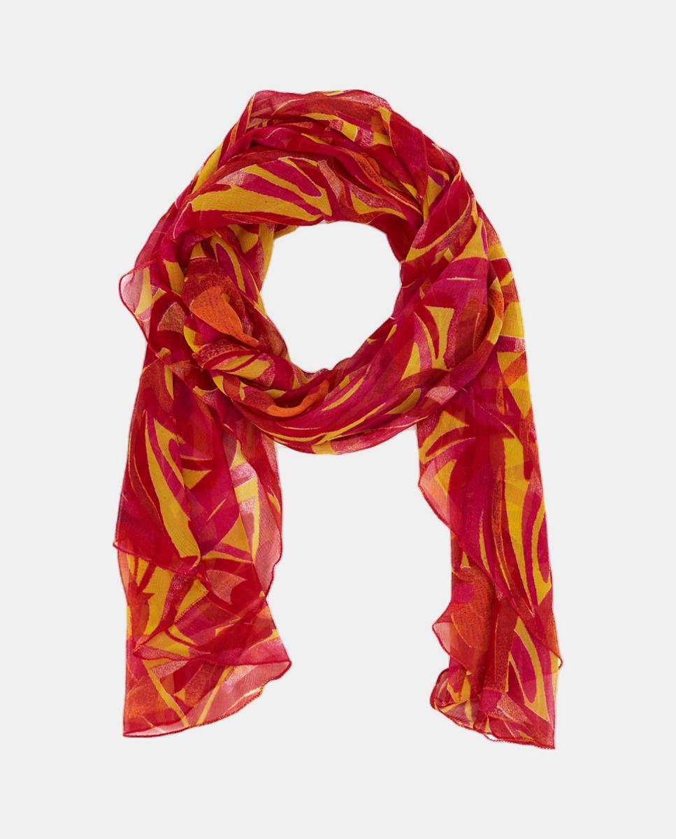 Lenço de Viscose com Estampado Abstrato Laranja-2