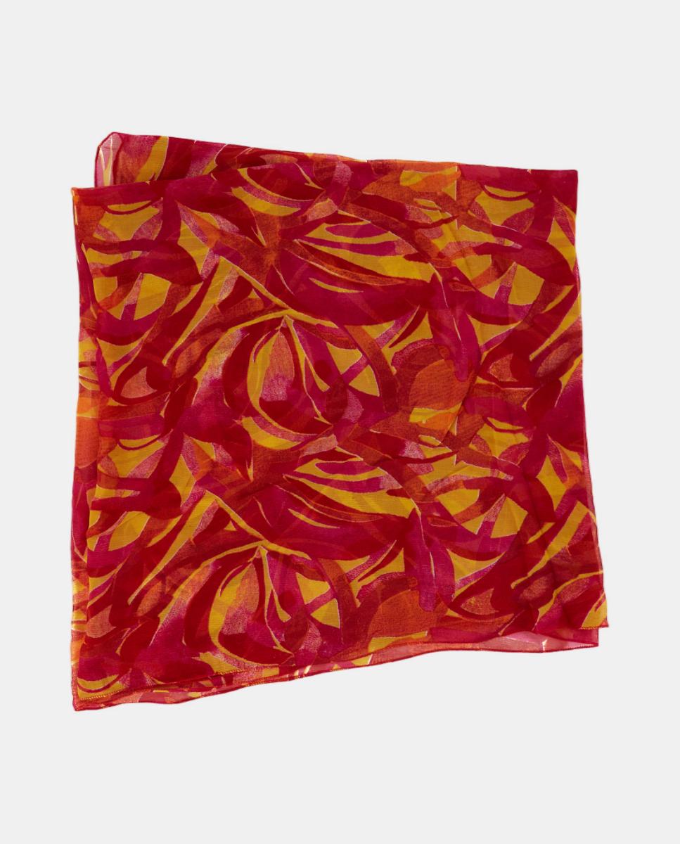 Lenço de Viscose com Estampado Abstrato Laranja-5