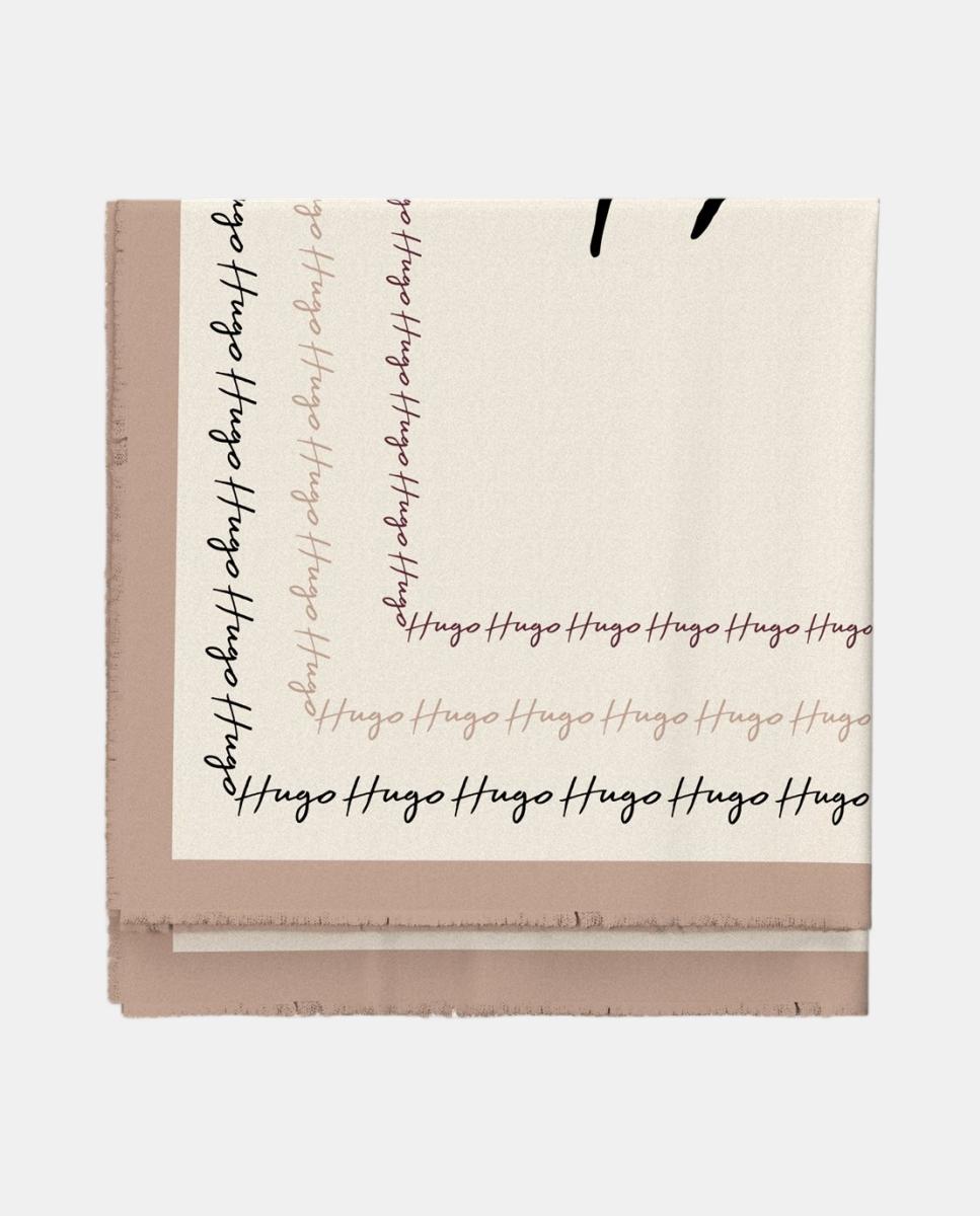 Écharpe Estampada de Modal e Algodão Bege-2