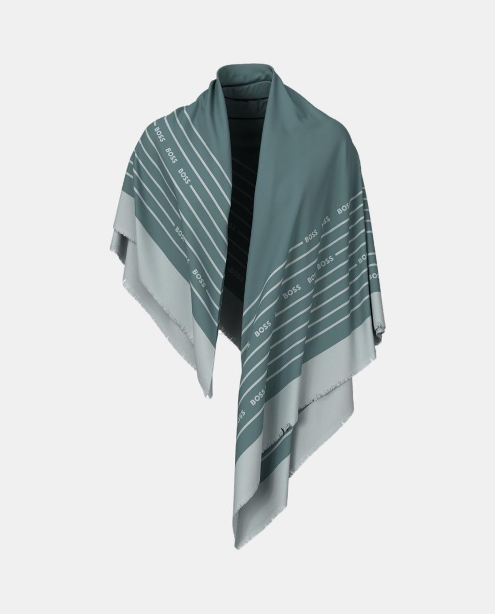 Écharpe com Estampado Jacquard - Fúcsia Azul-3