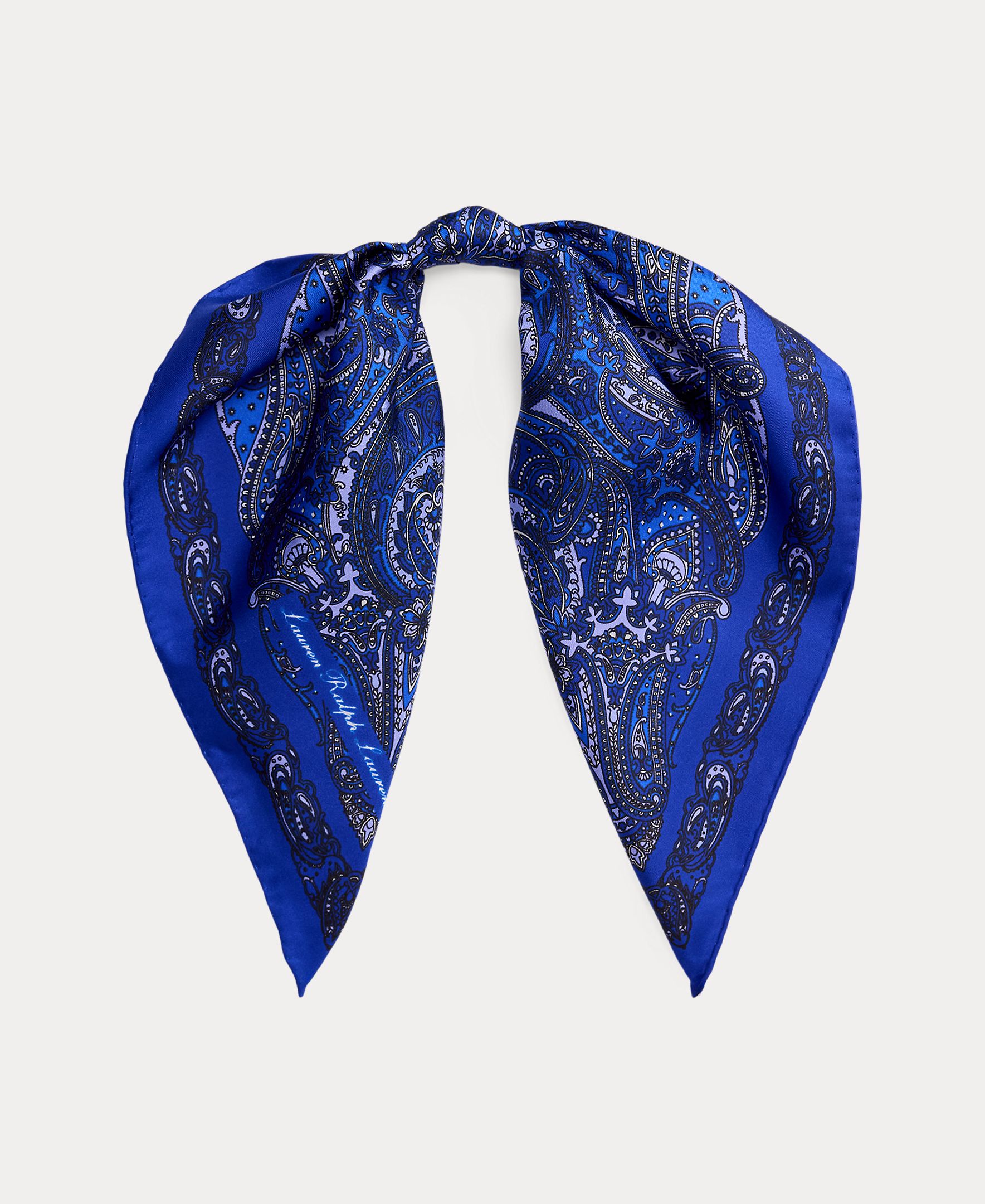 Lenço de seda estampado. Azul-marinho-3