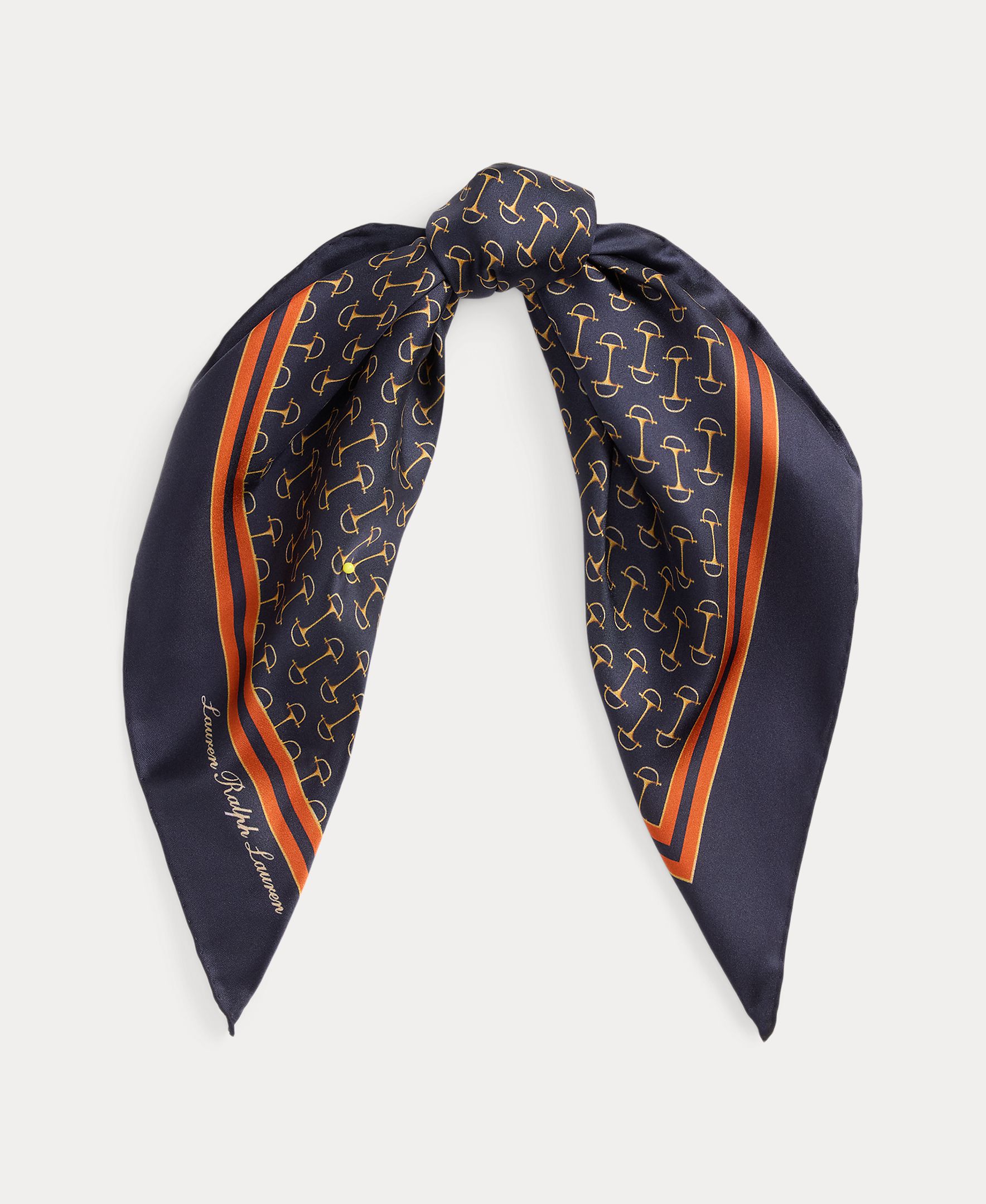 Lenço de seda estampado. Castanho-3