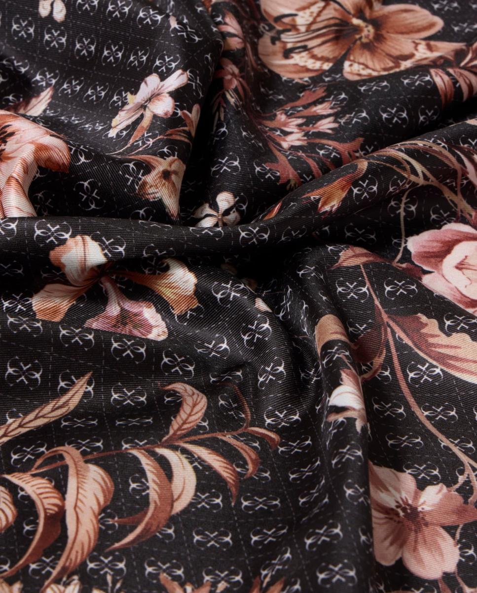Écharpe com Estampado Floral Preto-2
