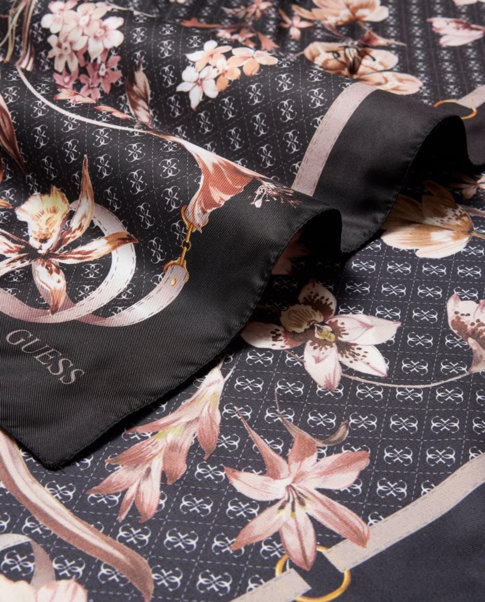 Écharpe com Estampado Floral Preto-3