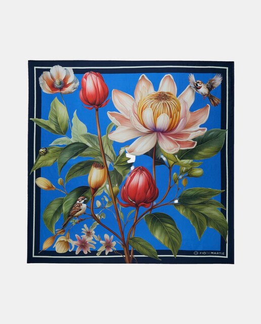 Imagem 0 de Lenço de Seda 90x90 cm - Verde/Bege/Azul Cobalto