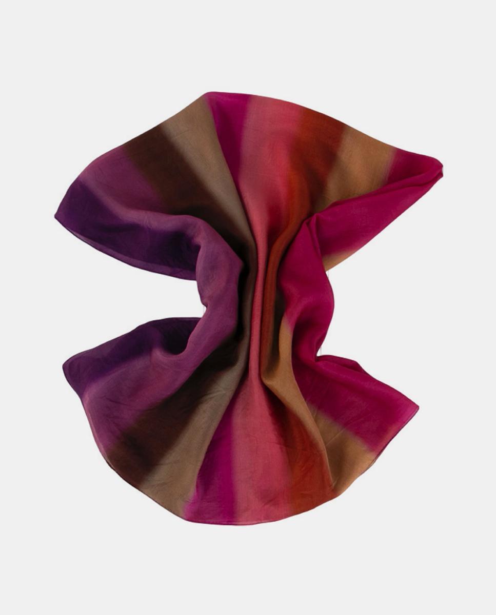 Lenço Quadrado de Seda com Estampado às Riscas Rosa-2