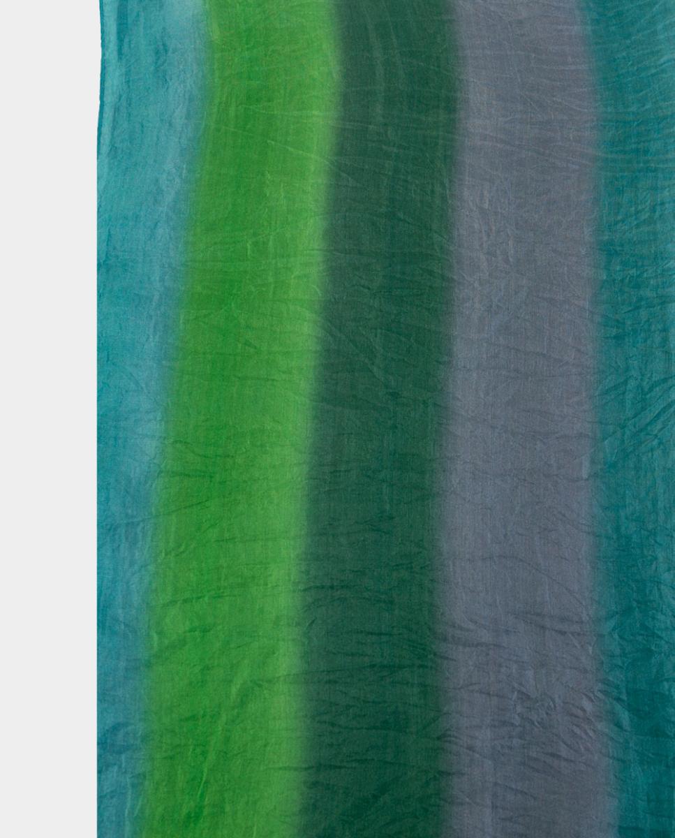 Lenço Quadrado de Seda com Estampado às Riscas Turquesa-3