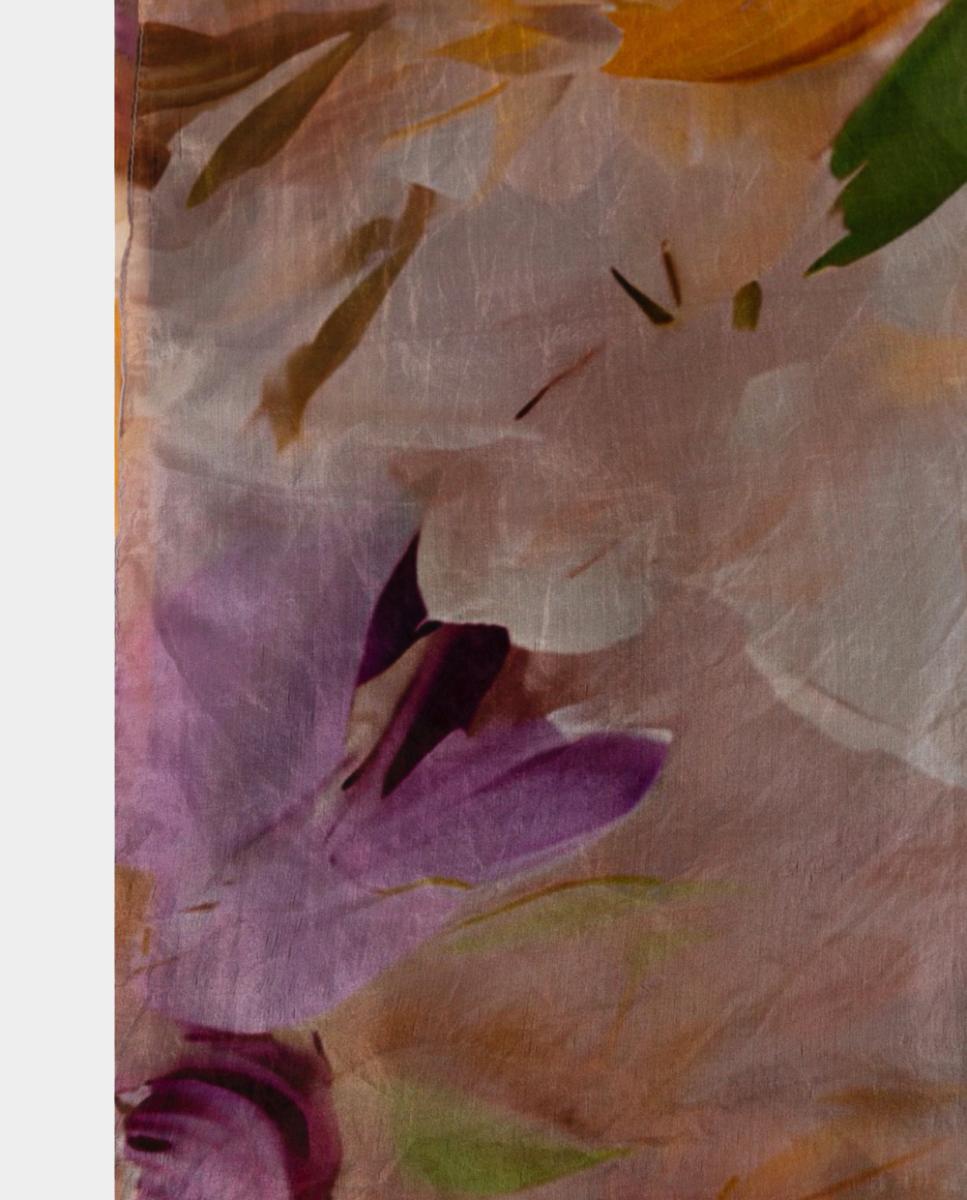 Lenço Quadrado de Seda com Estampado Floral Amarelo-3