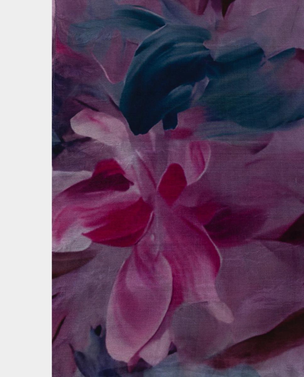 Lenço Quadrado de Seda com Estampado Floral Rosa-3